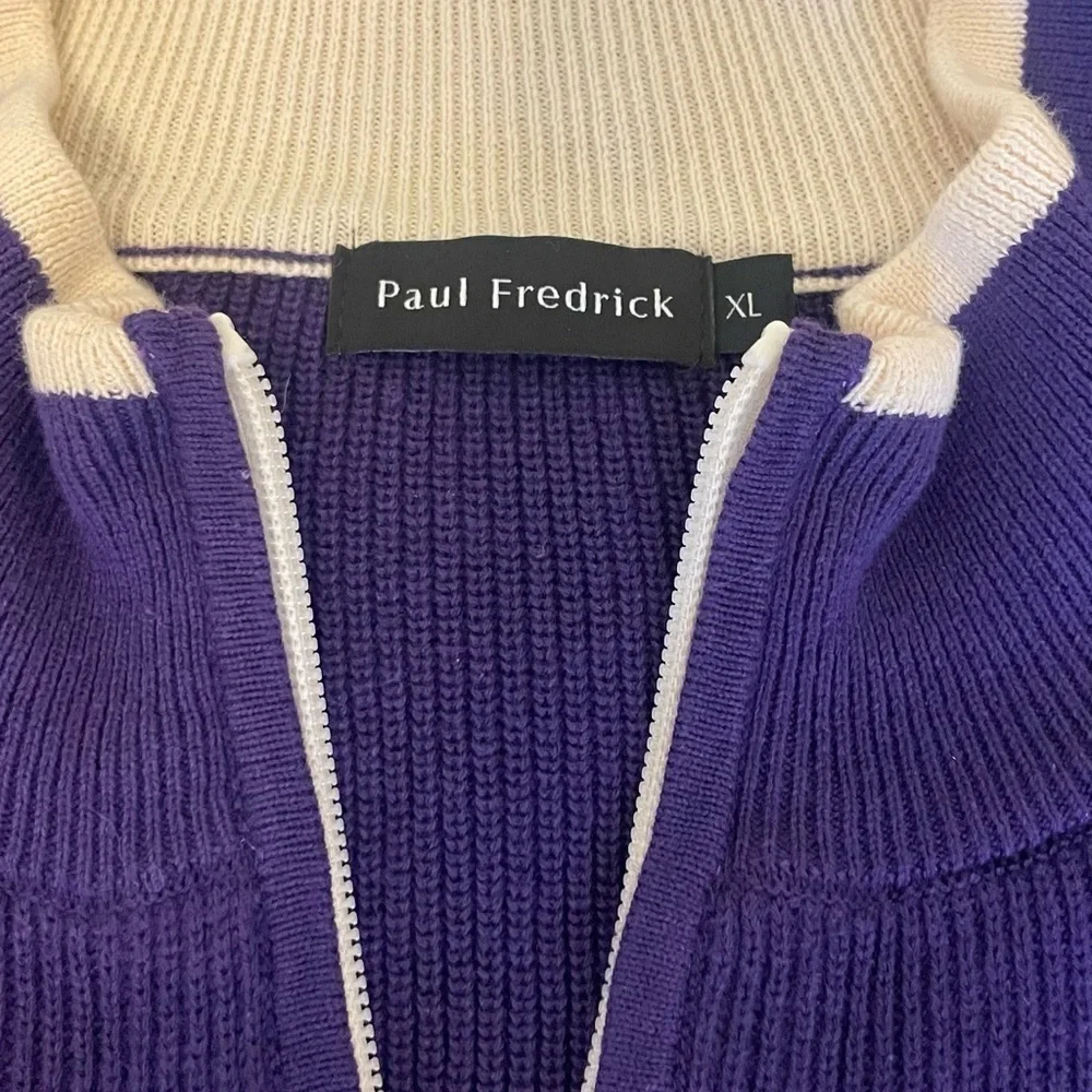 Paul Fredrick Men's Zip-Up Purple Sweater 💯 cotton perfect for spring!